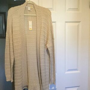 Cream Open-Front Cardigan